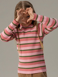 Свитер вязаный, цвет: розовый-зеленый-т.розовый, артикул: OKGCJ07-KU